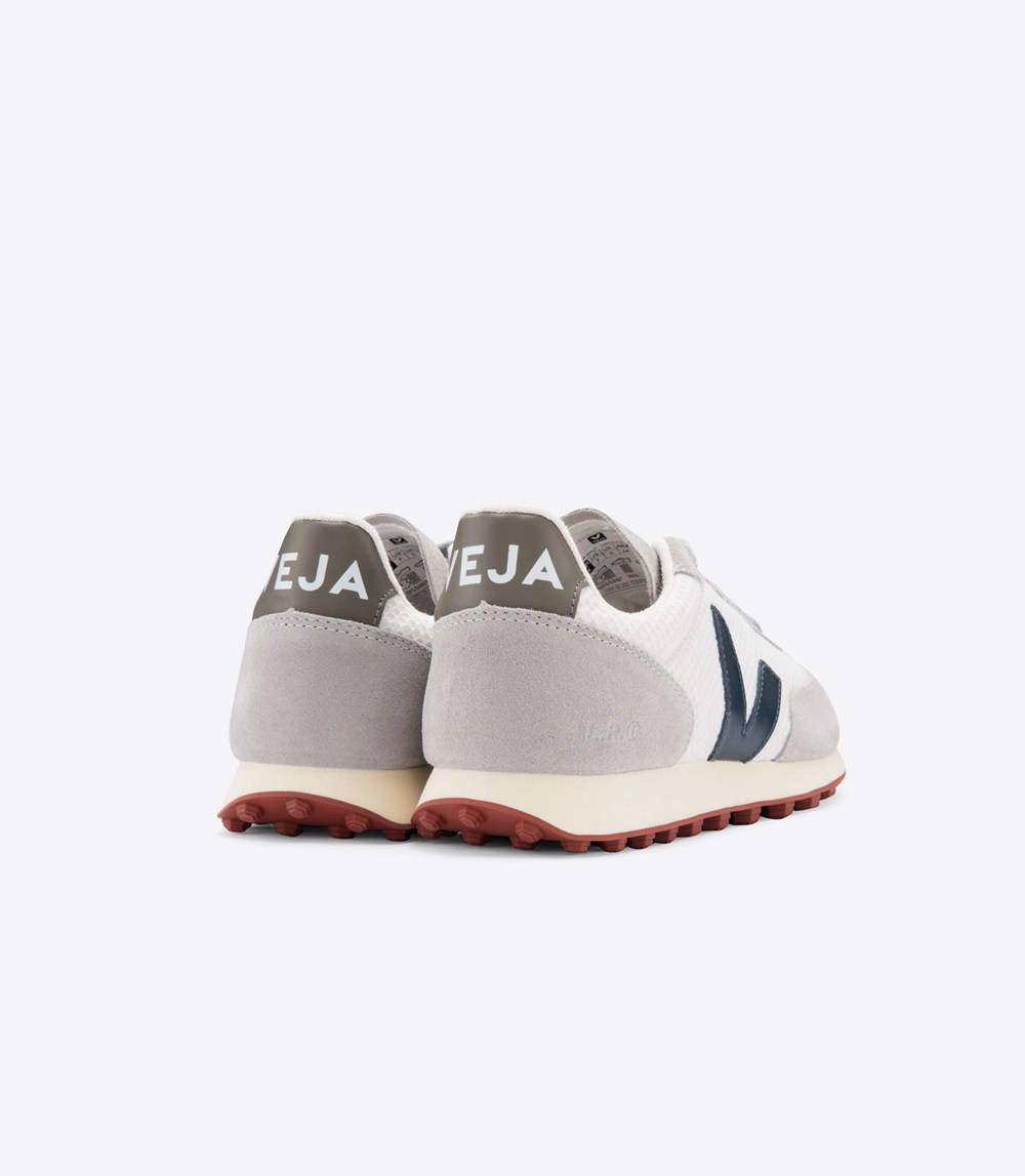 Veja Trainers Mens White/Grey - Rio Branco Hexamesh Gravel - MTLF-20395